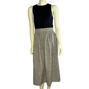 American Vintage 80's high waisted wool skirt, grey flecked black, brown xs
